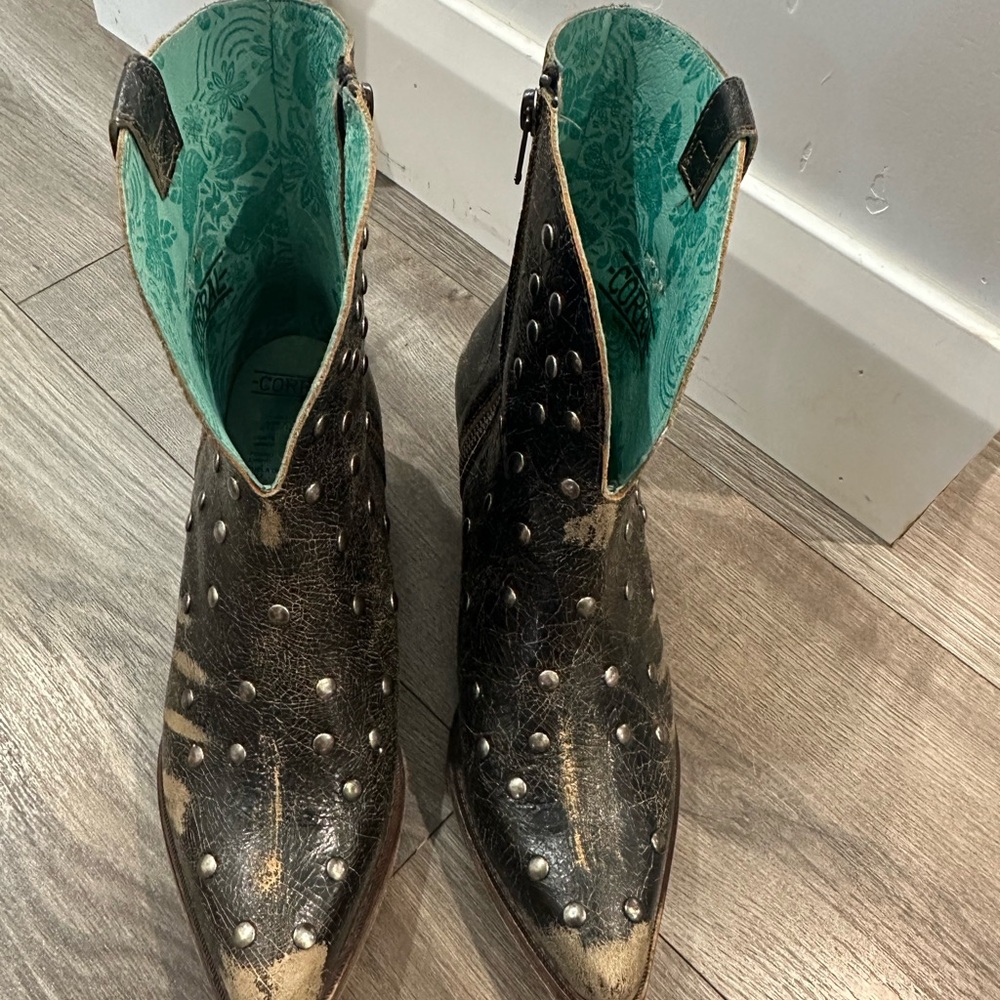 Studded black, distressed, Corral Ankle Boots - Picture 5 of 6